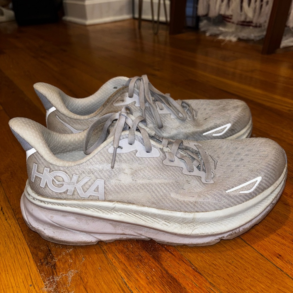 Hoka Light Gray Athletic Shoes